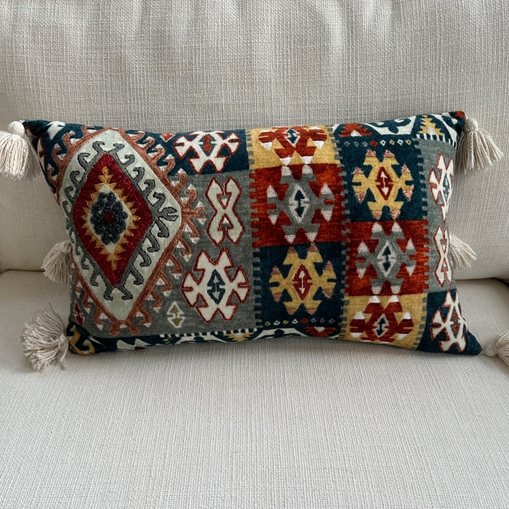 Callisto Home Crewel and Velvet Tribal Lumbar